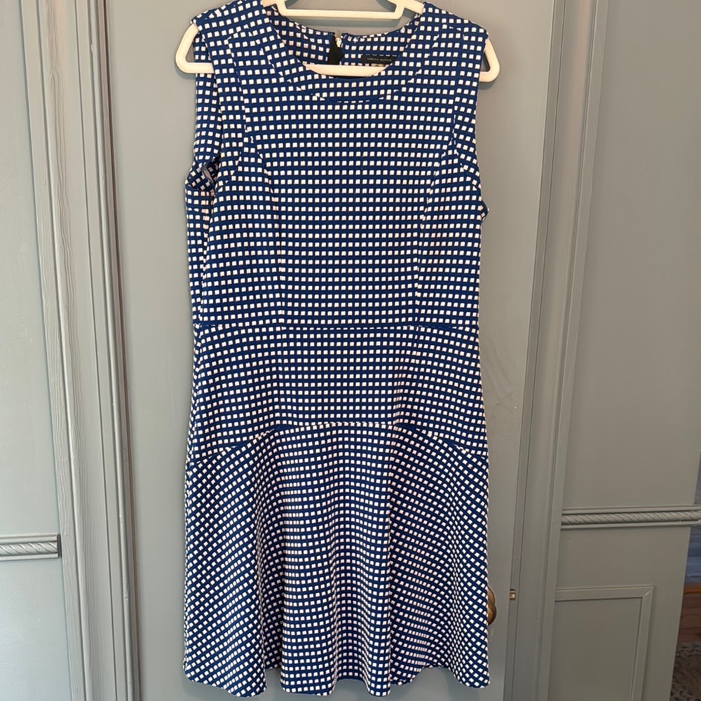 Tommy Hilfiger Blue and White Polka Dot Sleeveless Dress